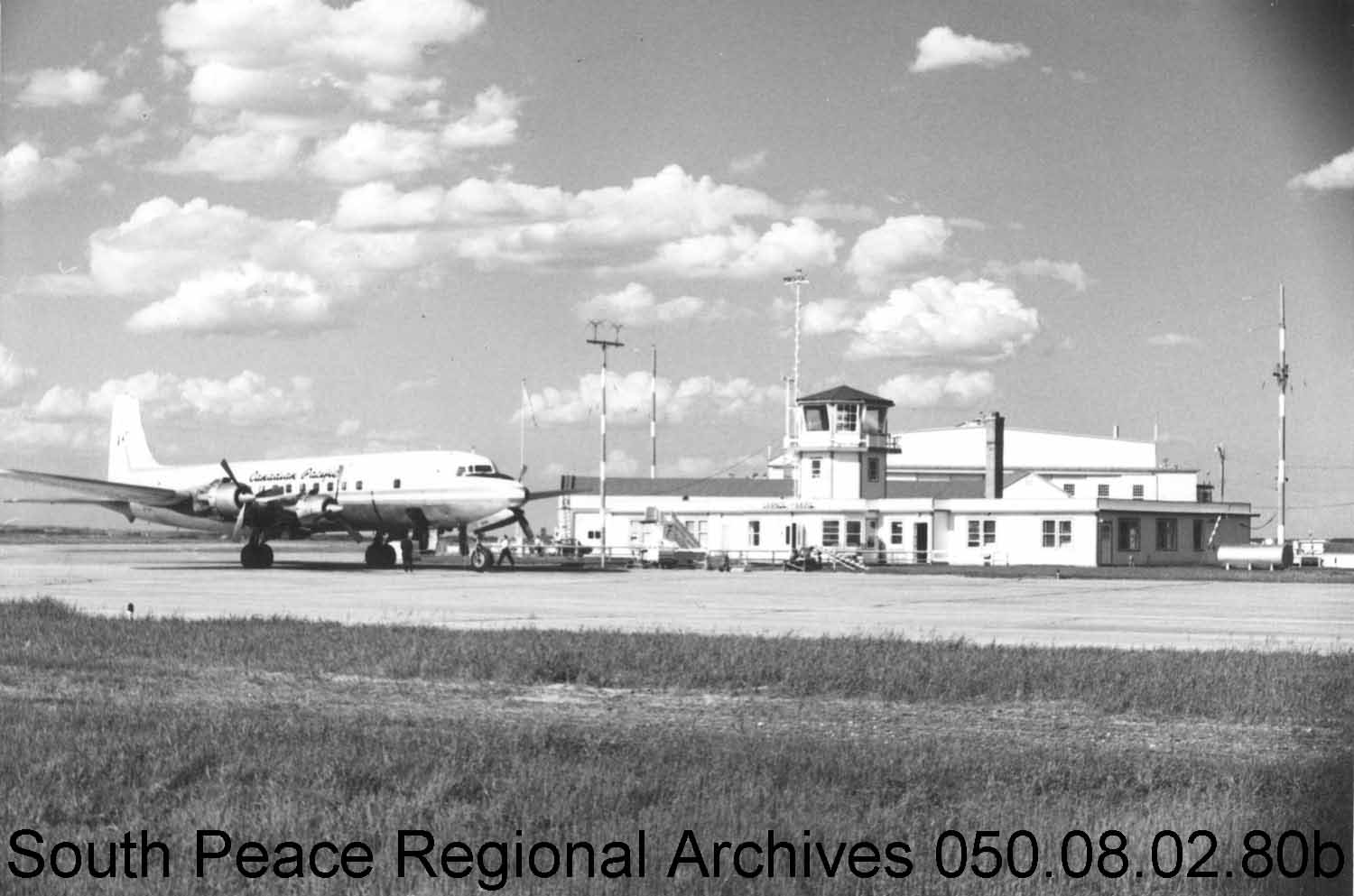 A later photo of the Grande Prairie Airport ~1960.