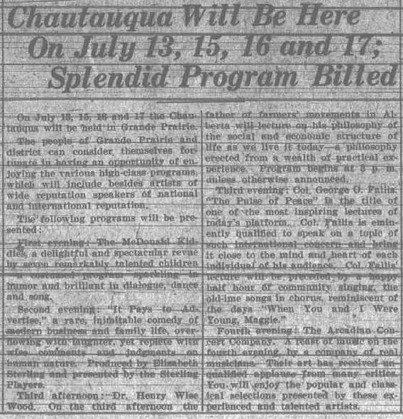 Grande Prairie Herald ~ June 21, 1929