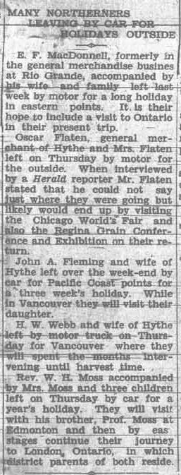 Grande Prairie Herald ~ June 6, 1933