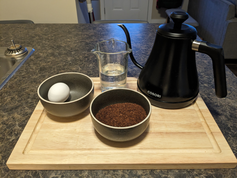 Image of the ingredients used for the Household Science Boiled Coffee recipe.